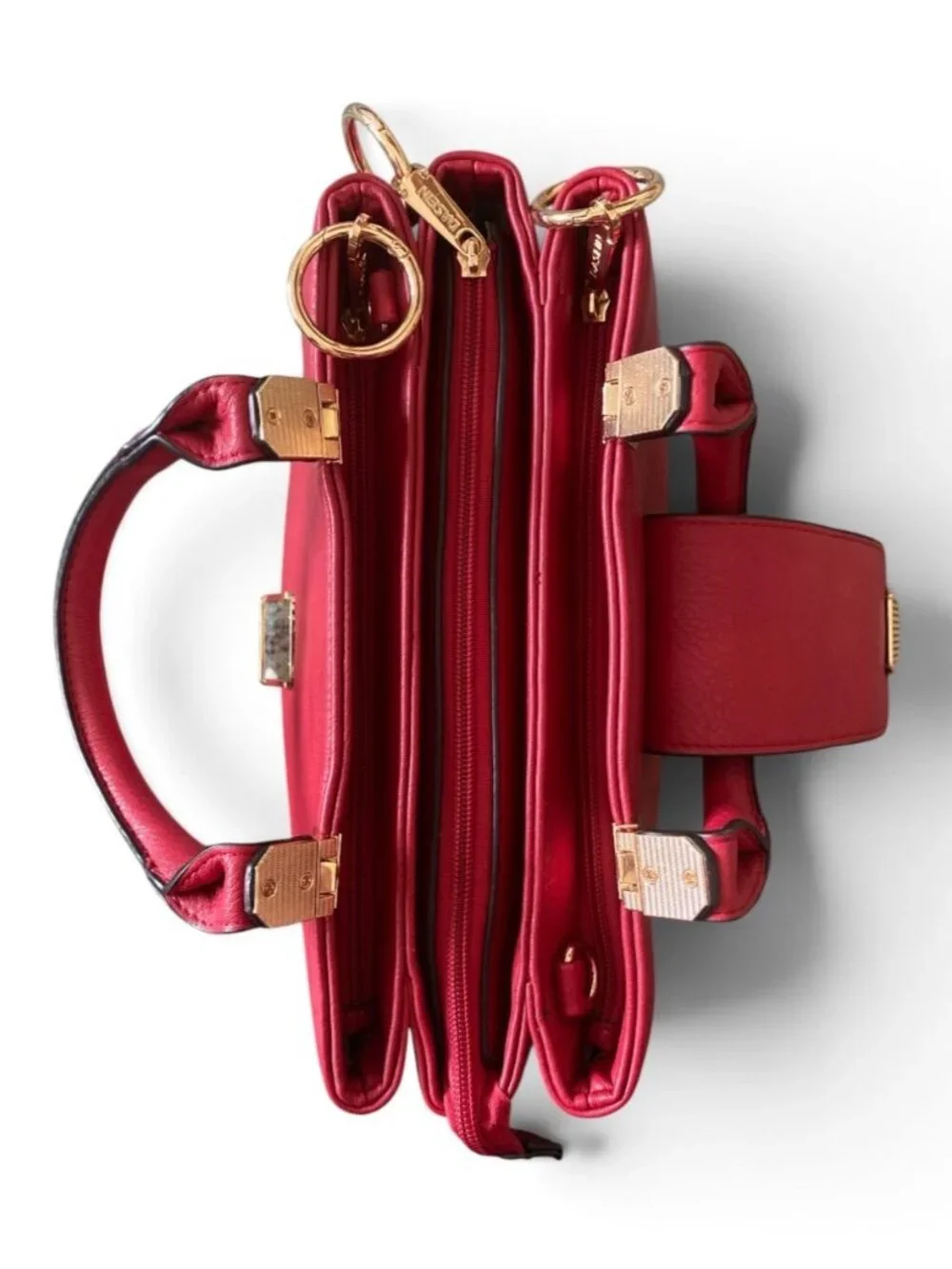 Dasein Satchel Vegan Leather Shoulder Crossbody Handbag NEW No Tags  Red